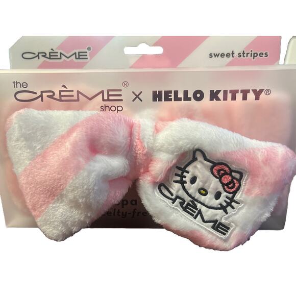 NWT The Creme Shop x Hello Kitty Plush Spa Headband Striped Pink Bow - Picture 4 of 4